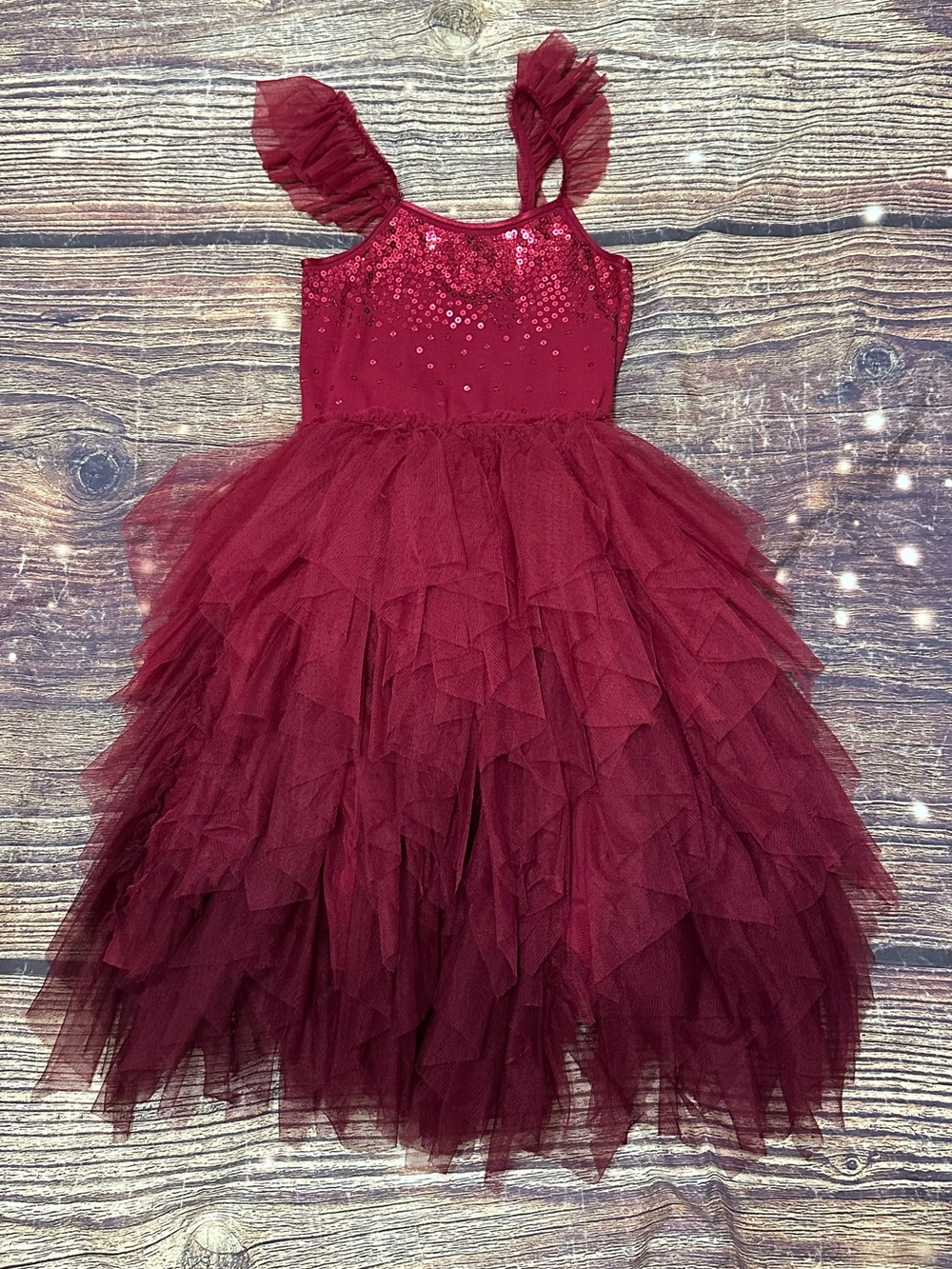 Cotton On Girls 8 Burgundy Red Pink Dress Dance Costume Tulle Layers.